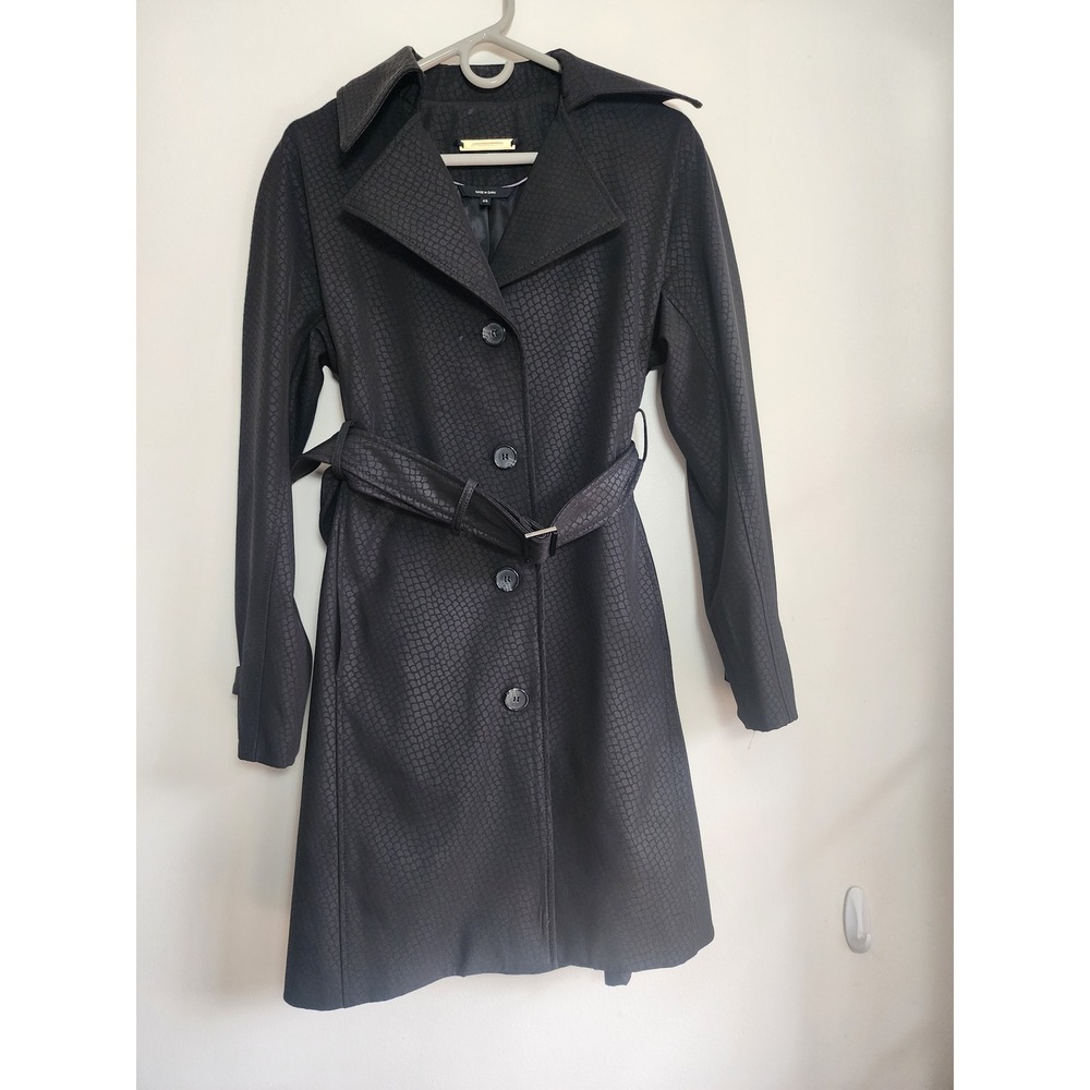 Johnston & Murphy Women Softshell Coat Jacket Button Belted Lined Pockets SZ XS